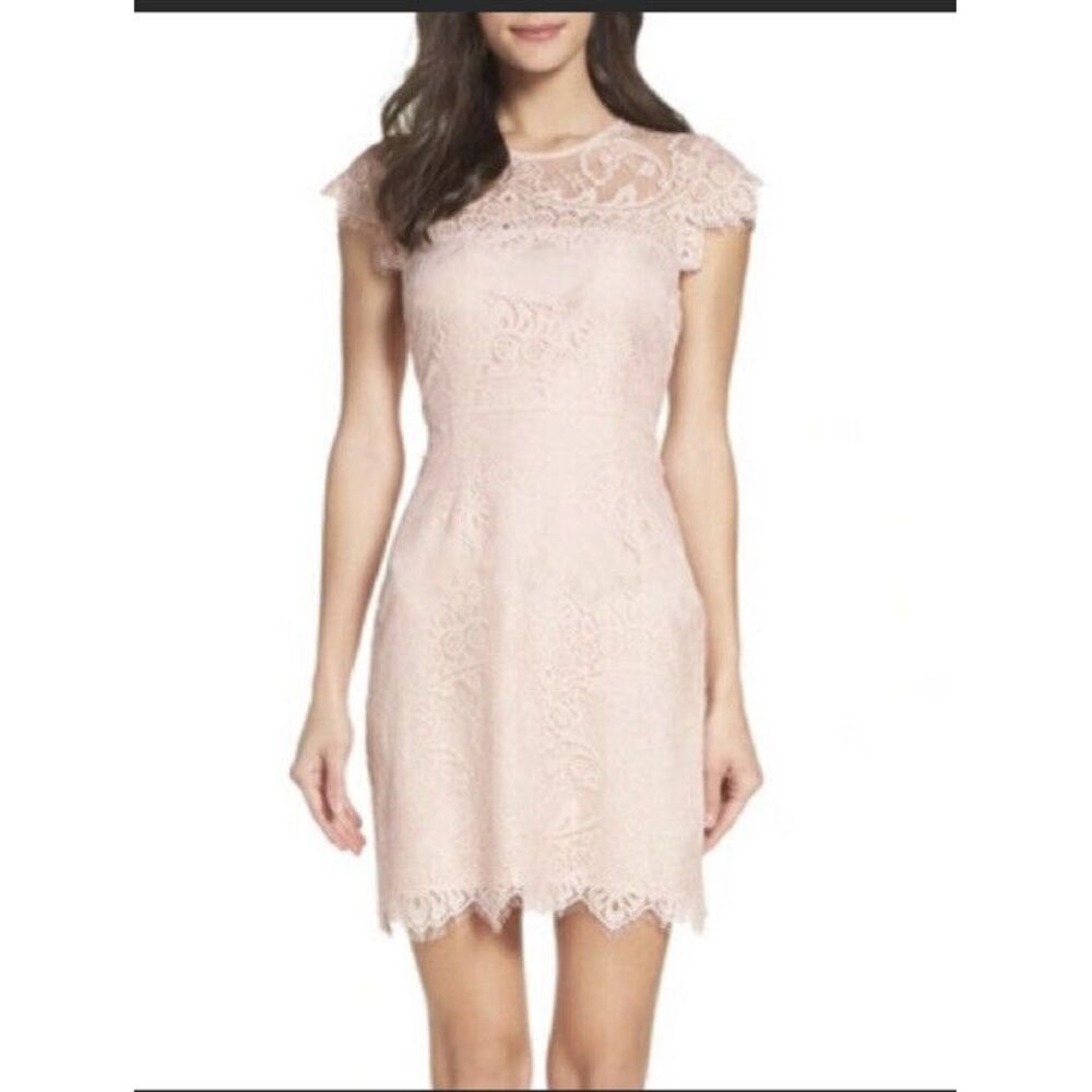 BB Dakota Womens Jayce Lace Sheath Cocktail Dress Floral‎ Tan Size 8